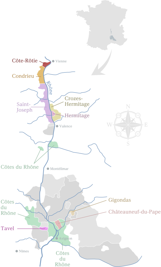 ローヌ地方の地図